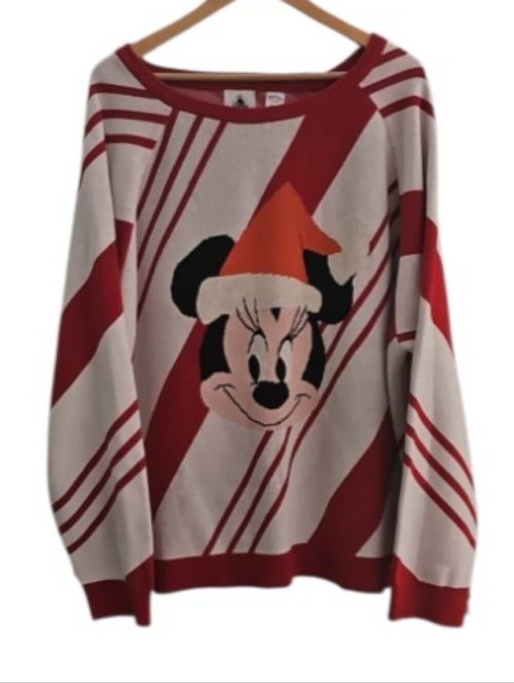 Disney Parks Minnie Mouse Christmas Sweater Plus 3X Holiday Candy Cane Knit NWOT